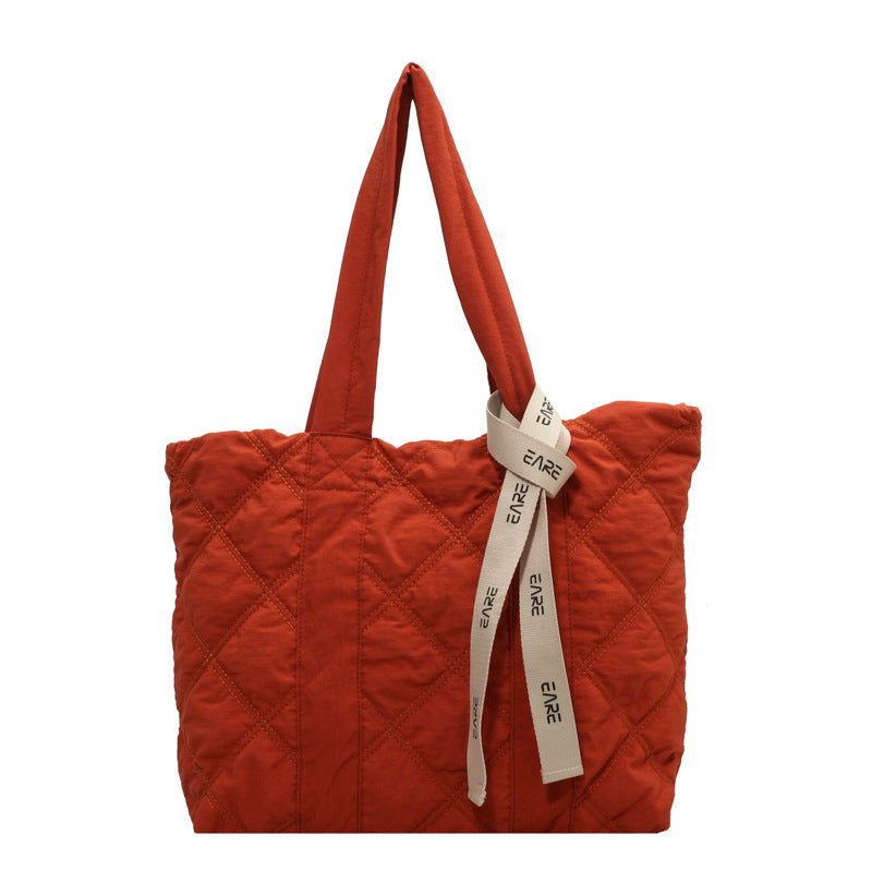 Personalized Handbags Winter Tote Bag For Women 2023 Sewing Rhombus Shoulder Bag High Capacity Commuting Shopping Bag Personalized Handbags