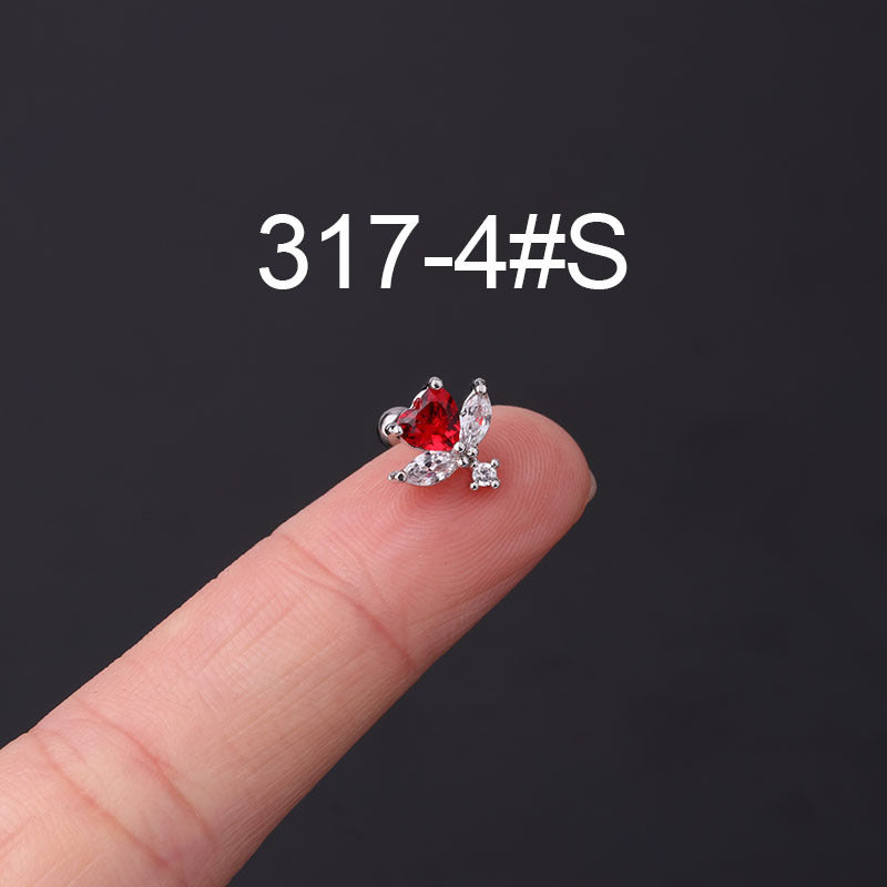 Stainless Steel Thin Rod Color Zirconium Ear Bone Nail Screw Screw Ball Ear Stud
