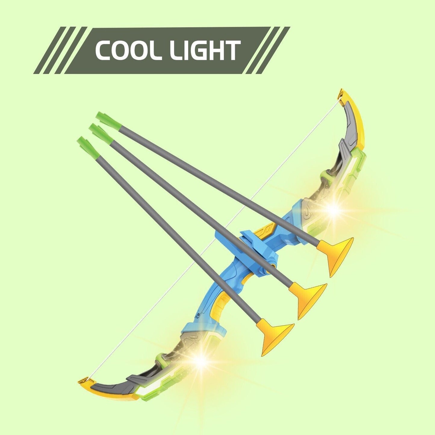 DE Bow & Arrow Toy Set, LED-lit Archery Toy,10 Suction Cup Arrows, Targets, Arrows Holders