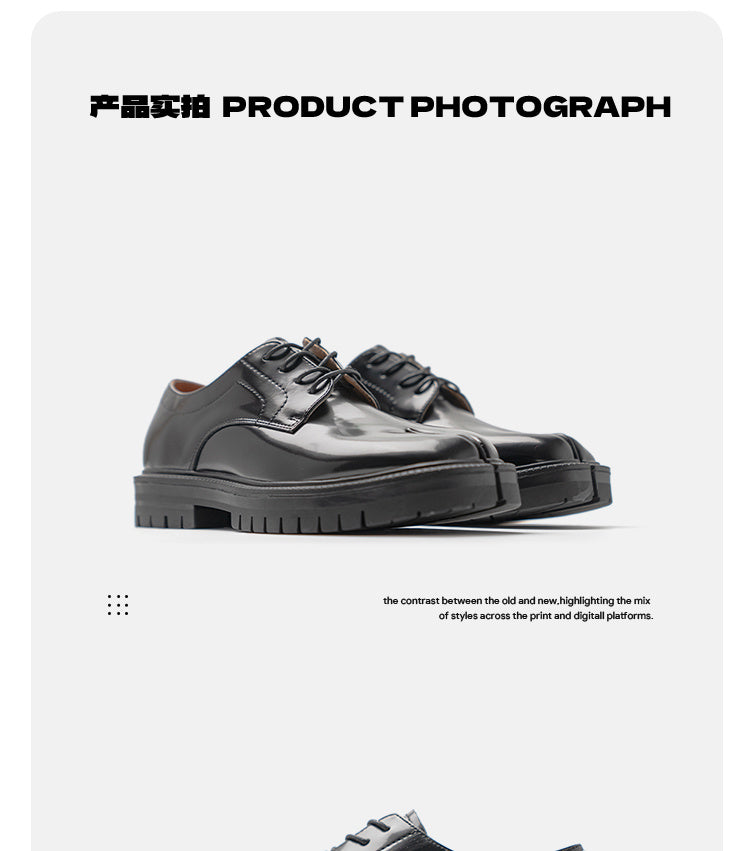Split Toe Leather Shoes Personalized Low Cut Thick Sole Casual Split Toe Leather Shoes
