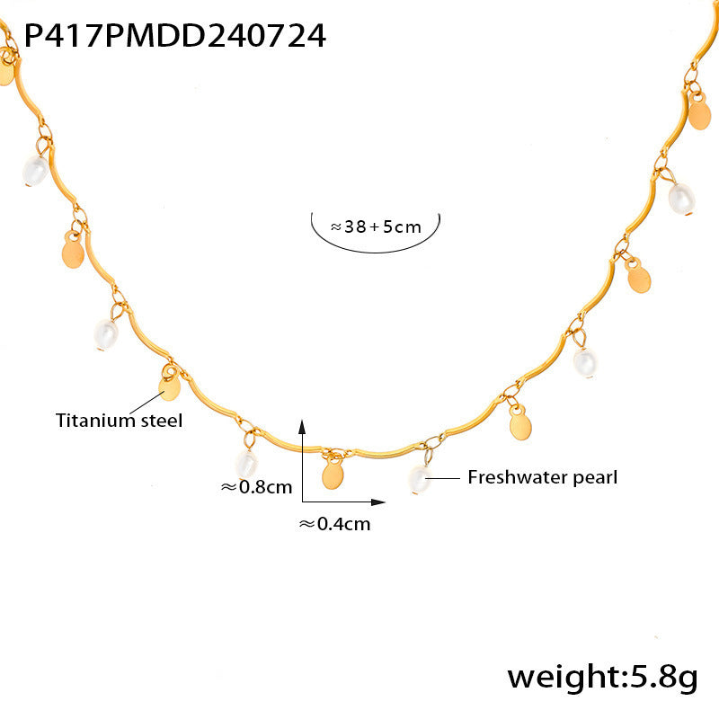 Pearl Tassel Necklace Fashion Multi-element 18K Gold Plating