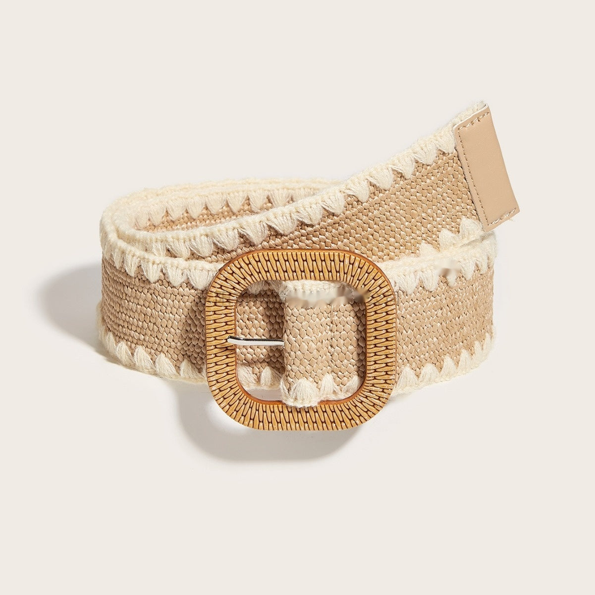 European And American Wooden Buckle Elastic Pp Grass Belt - sumet.shop