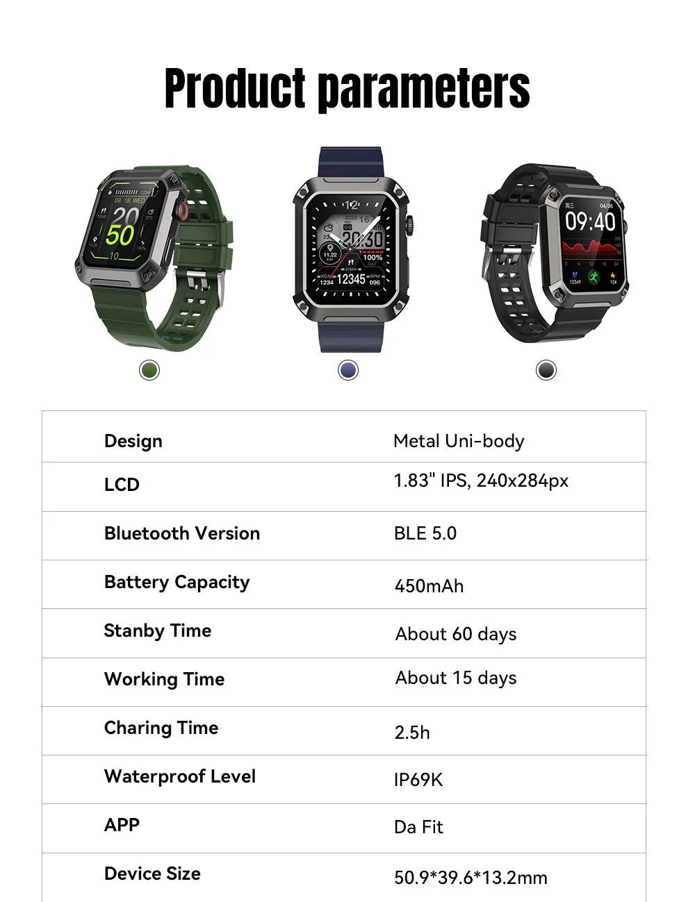 Sport Mode Smart Watch Three-proof Heart Rate And Blood Pressure Sport Mode Smart Watch