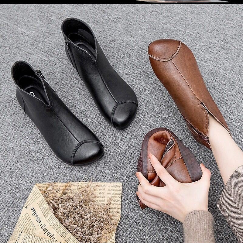 Soft Leather Women's Shoes Martin Boots Retro Handmade Soft Shoes