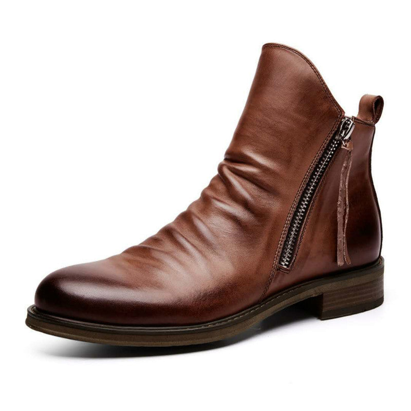 High-Top Men's Leather Boots Men's Four Seasons Casual High-Top Men's Leather Boots
