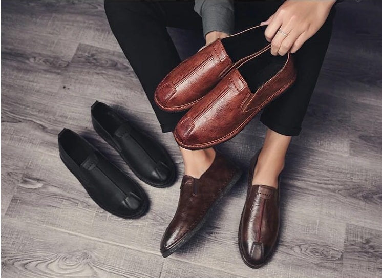 One pedal lazy beanie leather shoes men's casual shoes wild