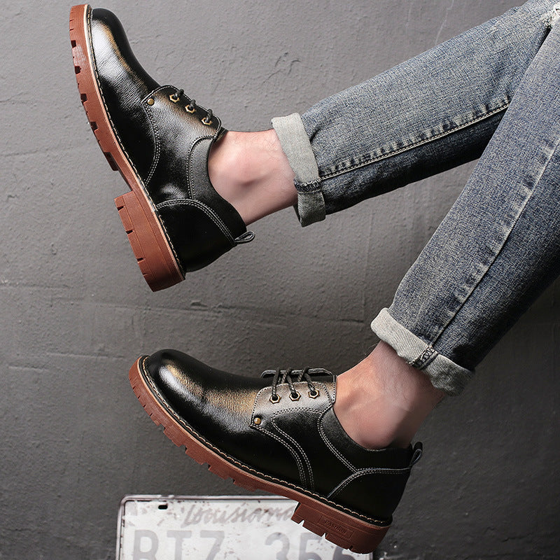 Big-toed Leather Shoes Men's Big-toed Leather Shoes With Tendon Sole