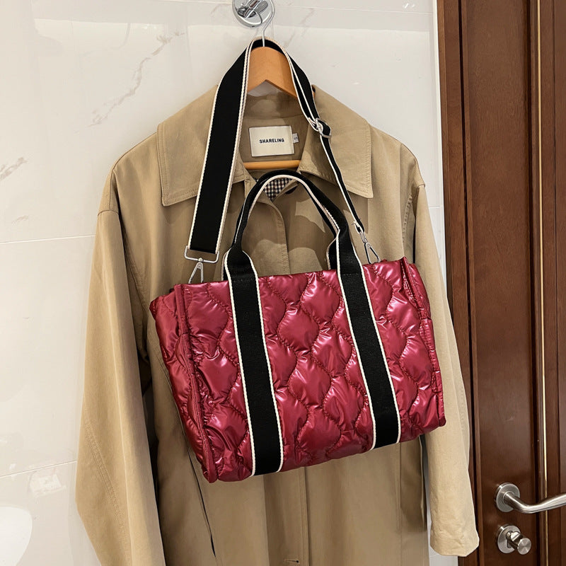 Handbags For Women Rhombus Sewing Tote Bag Winter Designer Luxury Down Shoulder Bag High Capacity Commuting Personalized Handbags For Women