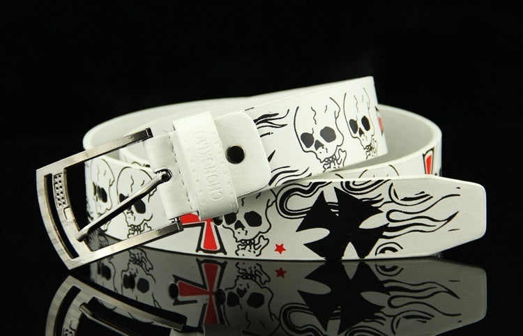 Pin Buckle Men's Leather European Hip Hop Skull Casual Belt - sumet.shop