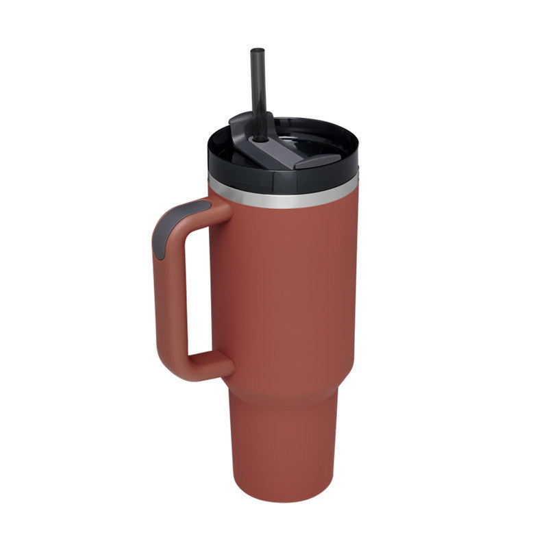 Vacuum Coffee Cup 40 Oz Tumbler With Handle Straw Insulated, Stainless Steel Spill Proof Vacuum Coffee Cup Tumbler With Lid Tapered Mug Gifts For Valentine Lover Suitable For Car Gym Office Travel