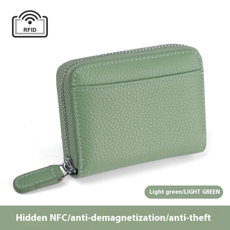 Small Wallets 2024 RFID Genuine Leather Card Wallet Men Women Purse With Coin Pocket Zipper Credit Card Holder Small Wallets Bags