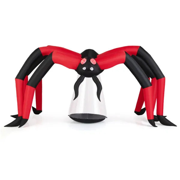 10ft Wide 5ft Tall Giant Halloween Inflatable Spider - LED Head Light 2 Red Eye Tunnel Lights