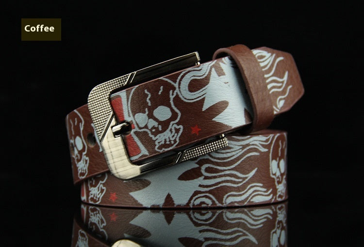 Pin Buckle Men's Leather European Hip Hop Skull Casual Belt - sumet.shop