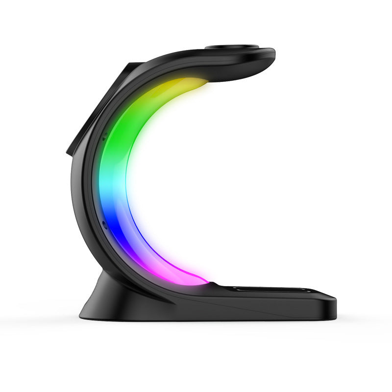 Wireless Charger 4 In 1 Magnetic Wireless Charger Fast Charging For Smart Phone Atmosphere Light Charging Station For Airpods Pro I-phone Watch