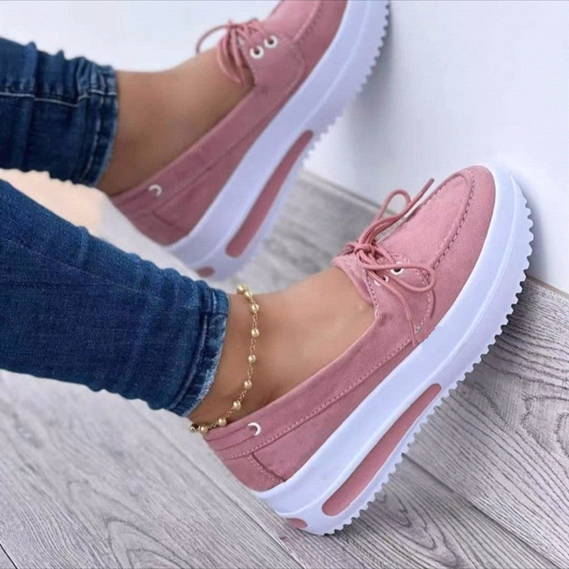 Heel Casual Shoes Women's Lace-up Flats Shoes Wedges Heel Casual Shoes