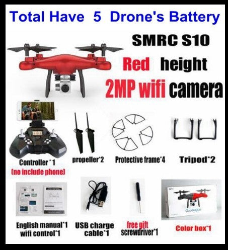 Drone Helicopter UAV Sales Promotion WiFi 2MP Camera With S10 SMRC FPV Quadcopter Drone Helicopter UAV Micro Remote Control Toy RACER KIT Aircraft
