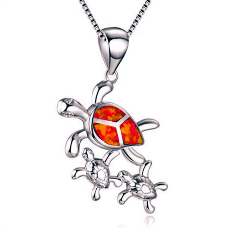 Necklace Three turtles female necklace silver pendant