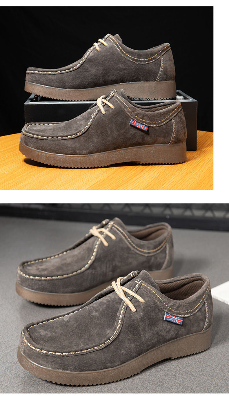 Leather Sneakers Men New Casual Korean Style Trendy All-matching British Style Leather Sneakers Men
