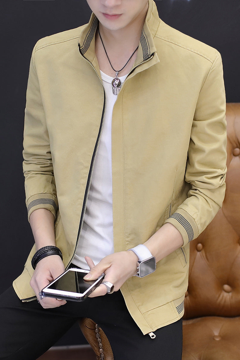 Men's Jacket Casual Slim Youth Jacket Washed Cotton Korean Jacket