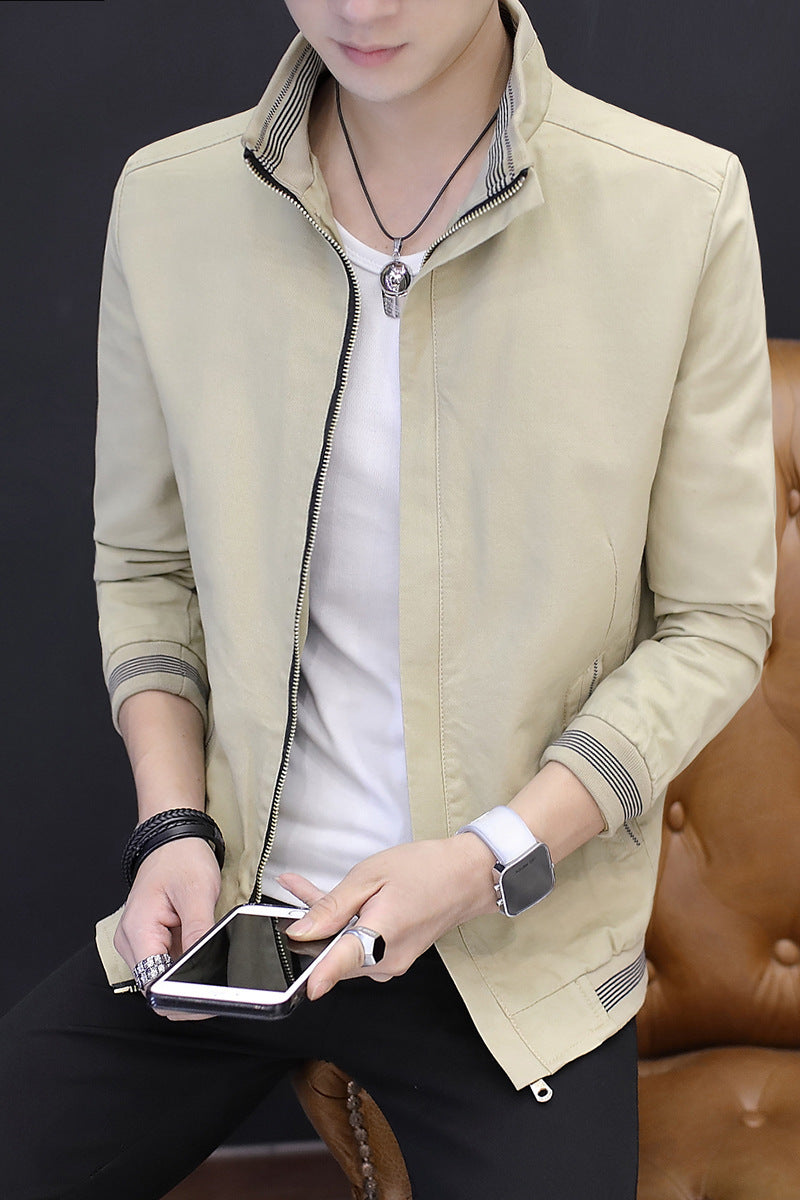 Men's Jacket Casual Slim Youth Jacket Washed Cotton Korean Jacket