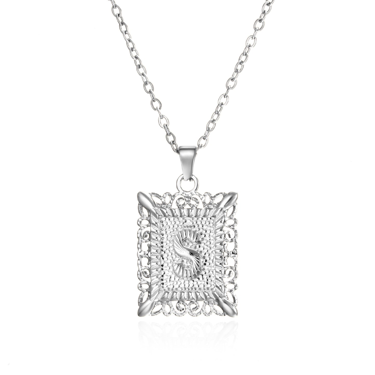 Stainless Steel 26 Letters Titanium Steel Square Pendant - sumet.shop