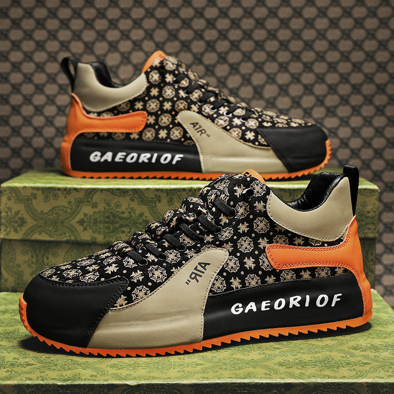 Men Casual Shoes Bag Raise The Bottom Flower Cloth Casual Shoes Men