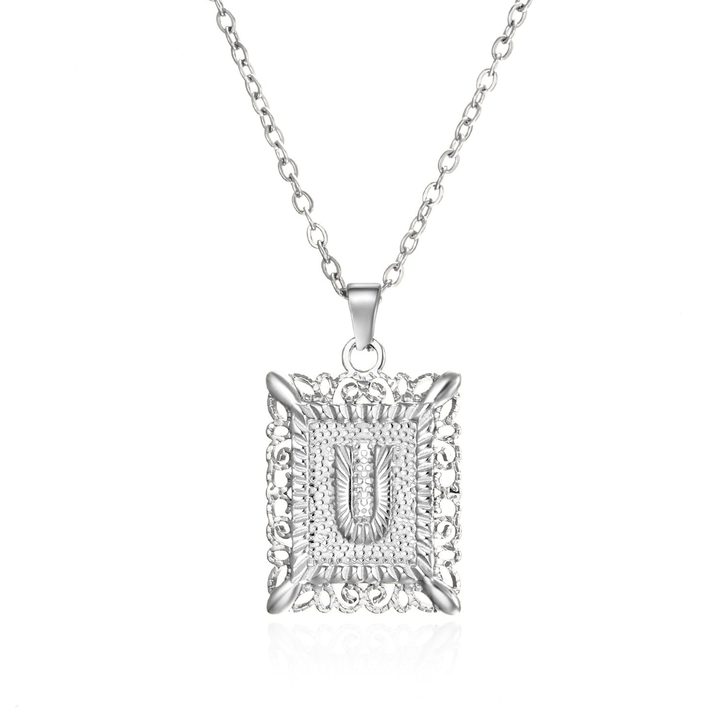 Stainless Steel 26 Letters Titanium Steel Square Pendant - sumet.shop