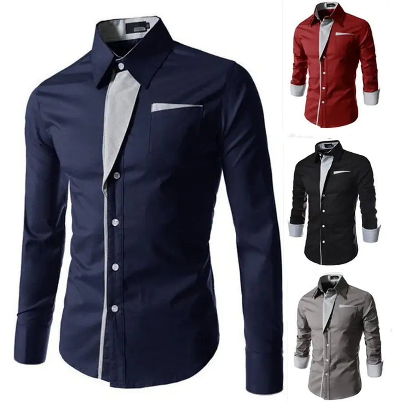 Male Fashion Shirts Full Sleeve Stripe Shirt Men Slim Fit Design Formal Dress Shirts 14 Colors Size M-4XL - sumet.shop