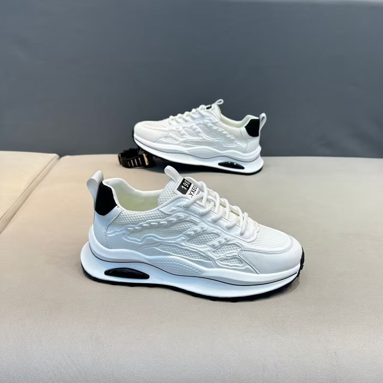 Shoes Lightweight White Laceup Sneakers Fashion Breathable Mesh Flat Shoes Lightweight Versatile Casual Running Walking Shoes