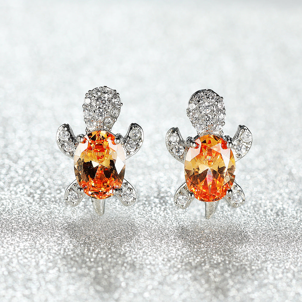Tortoise zircon earrings