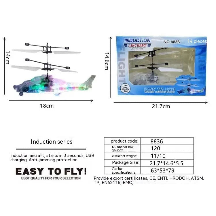 Suspension Helicopter Induction Luminous Transparent Gesture Suspension Helicopter