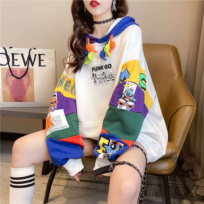 Thin Western Style Loose Design Stitching Sweater