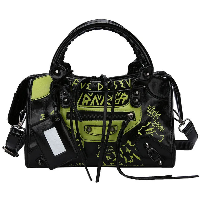 New Graffiti Handbag Personality Tassel Small Crowd Handbag Women