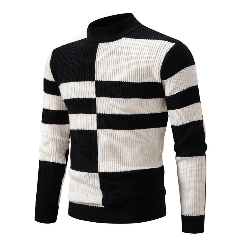 Men's Half-high Collar Slim-fit Jumper Knitwear Korean Youth Fashion Casual Top - sumet.shop