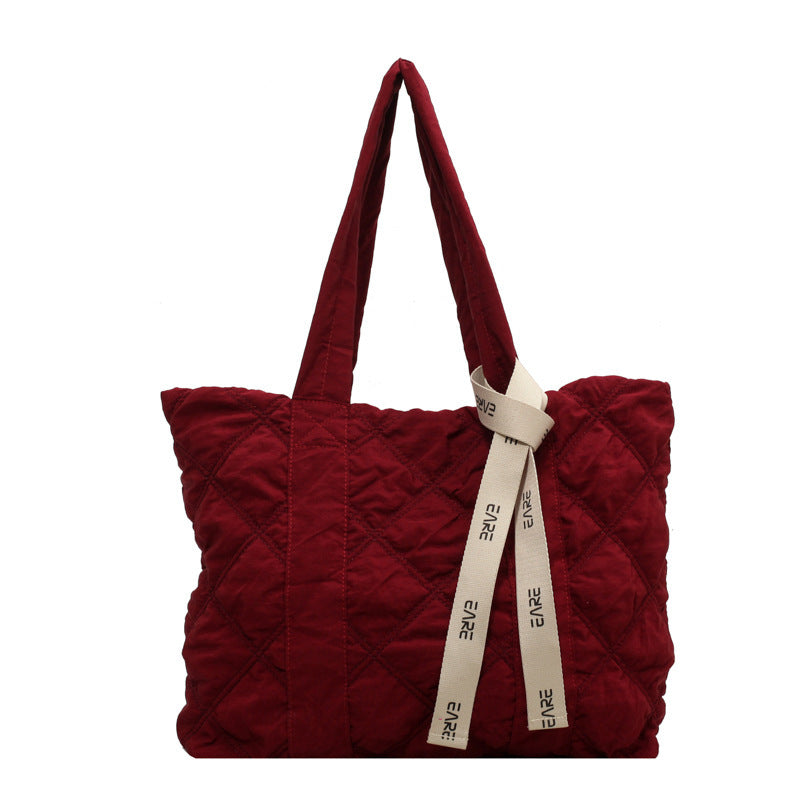 Personalized Handbags Winter Tote Bag For Women 2023 Sewing Rhombus Shoulder Bag High Capacity Commuting Shopping Bag Personalized Handbags