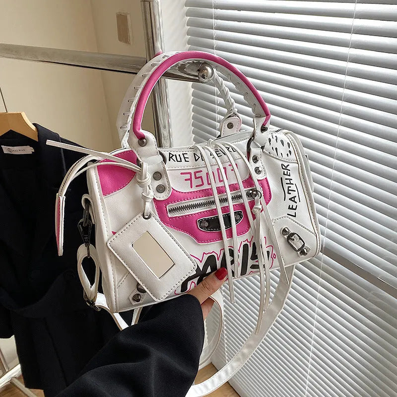 New Graffiti Handbag Personality Tassel Small Crowd Handbag Women