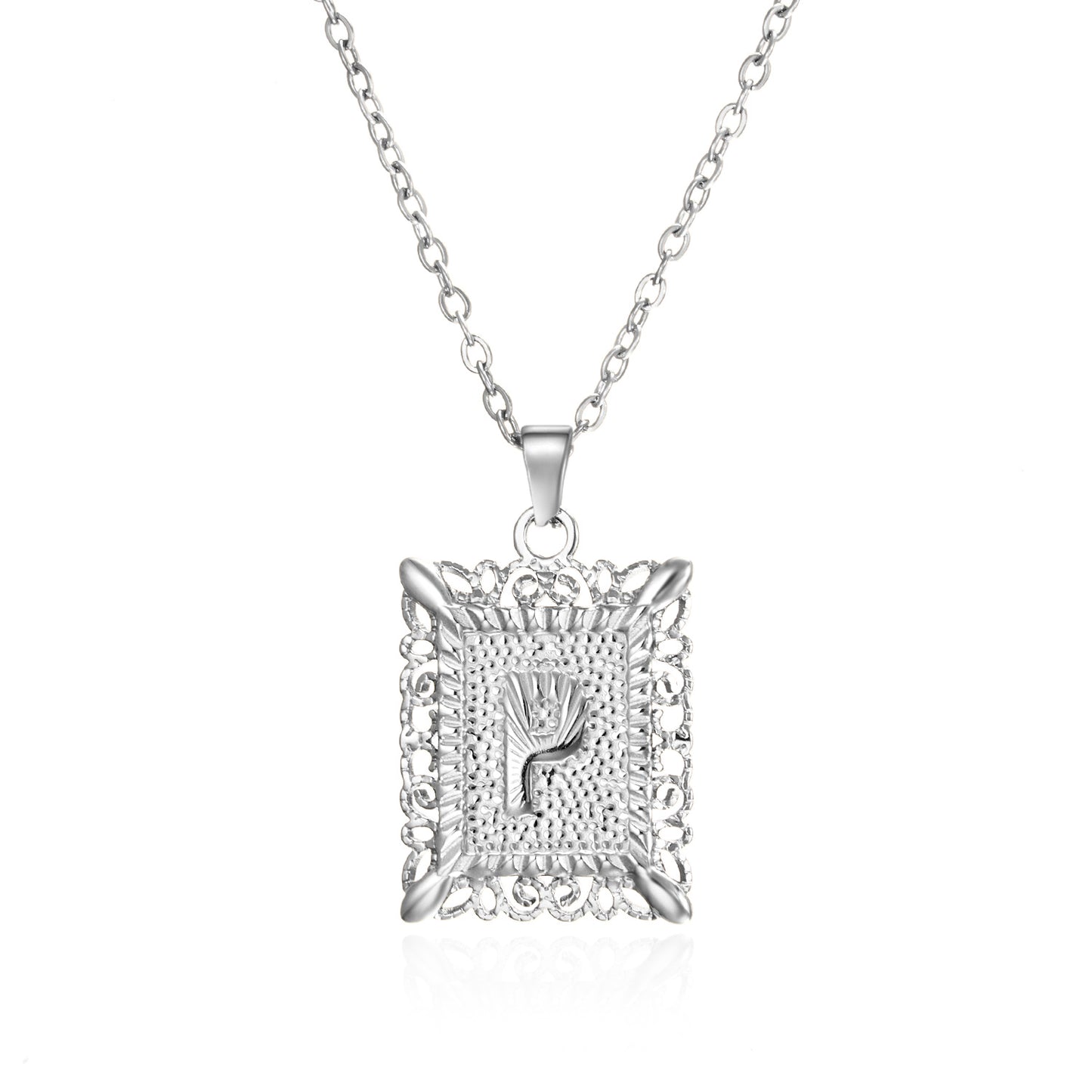 Stainless Steel 26 Letters Titanium Steel Square Pendant - sumet.shop