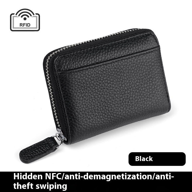 Small Wallets 2024 RFID Genuine Leather Card Wallet Men Women Purse With Coin Pocket Zipper Credit Card Holder Small Wallets Bags
