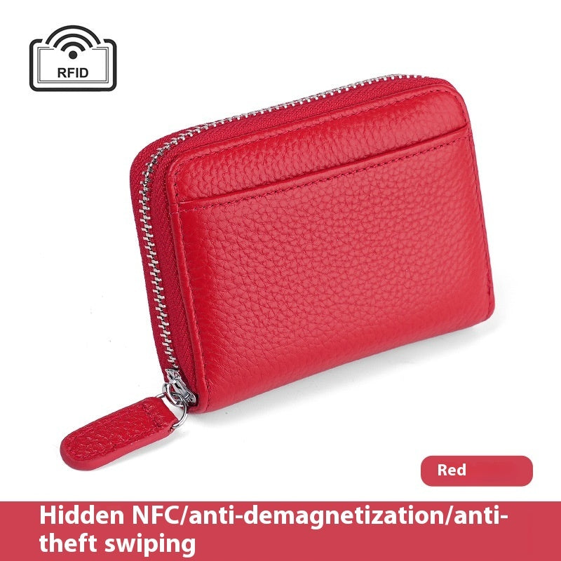 Small Wallets 2024 RFID Genuine Leather Card Wallet Men Women Purse With Coin Pocket Zipper Credit Card Holder Small Wallets Bags