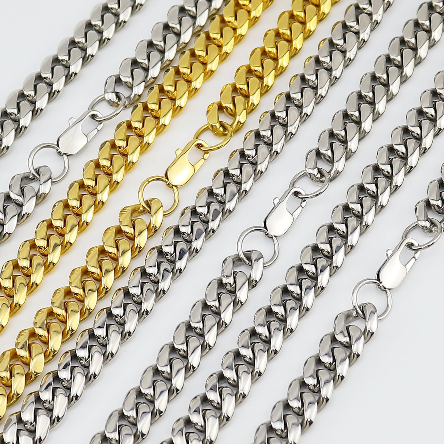 Cuban Necklace Stainless Steel Six-sided Grinding Chain Cuban Necklace Electroplating