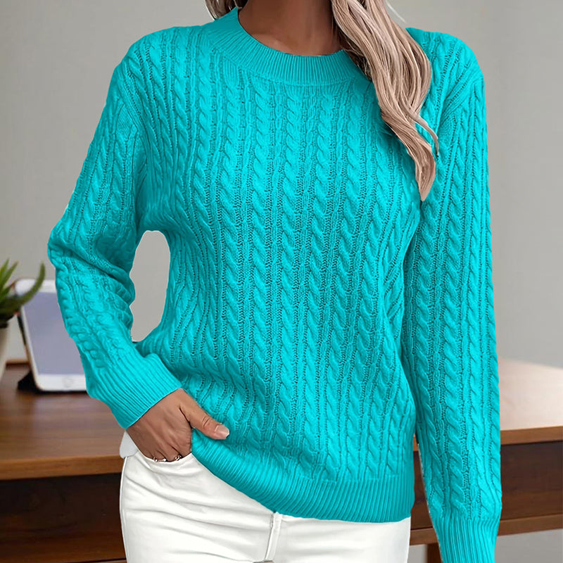 Women's Textured Long Sleeve Sweater Crewneck Pullover Dressy Casual Fall