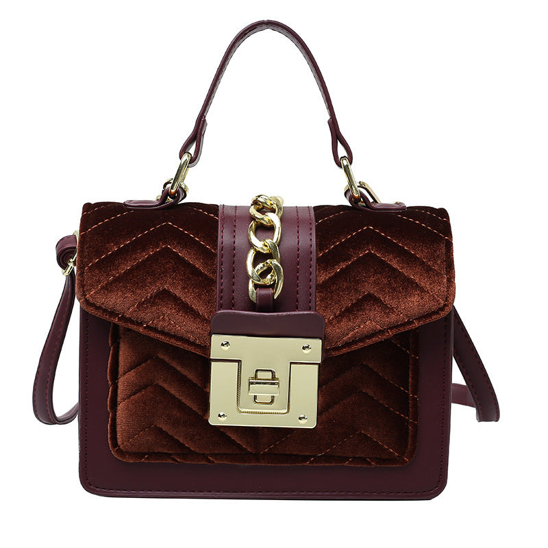 New Fashion Velvet Ladies Portable Lock One-shoulder Messenger Bag