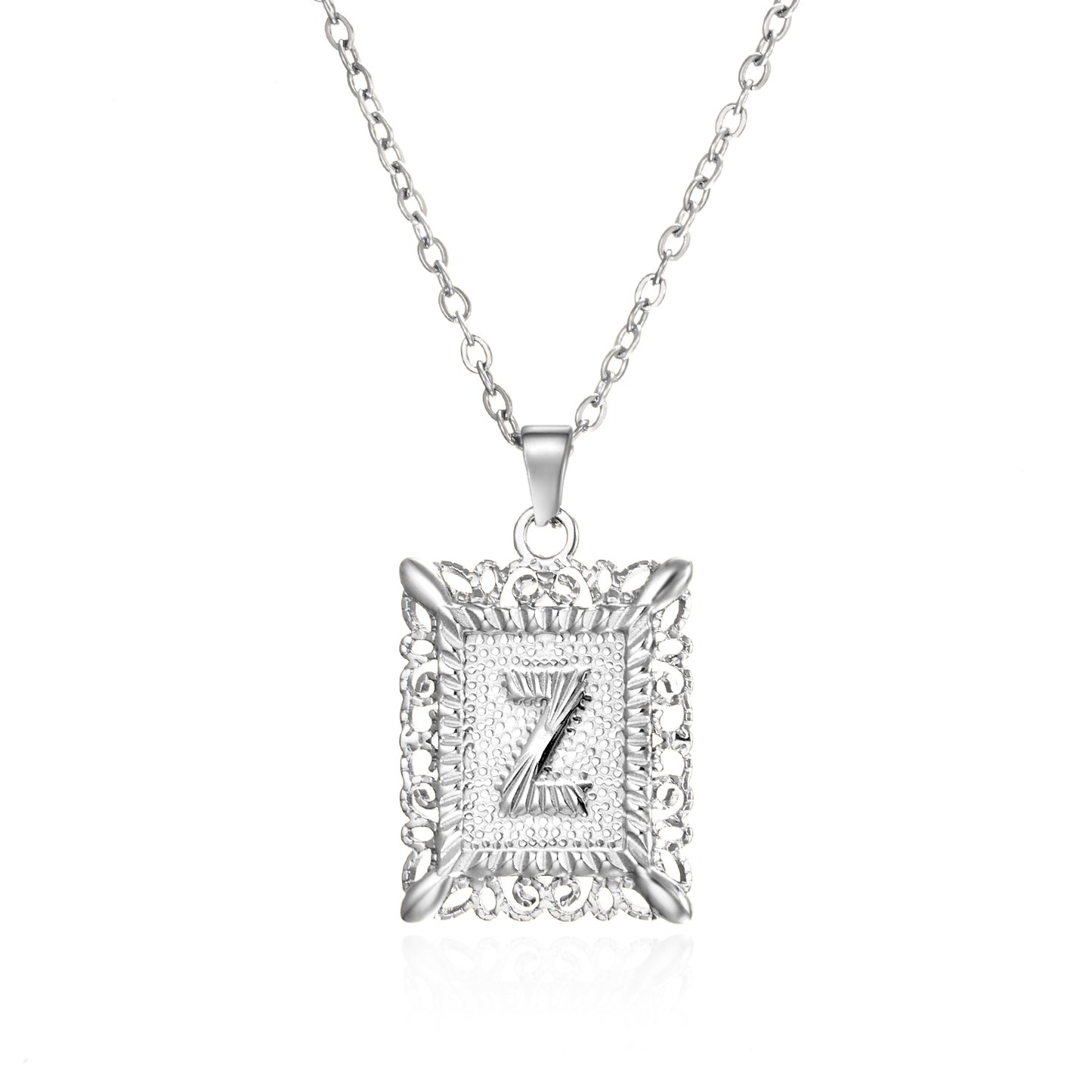 Stainless Steel 26 Letters Titanium Steel Square Pendant - sumet.shop