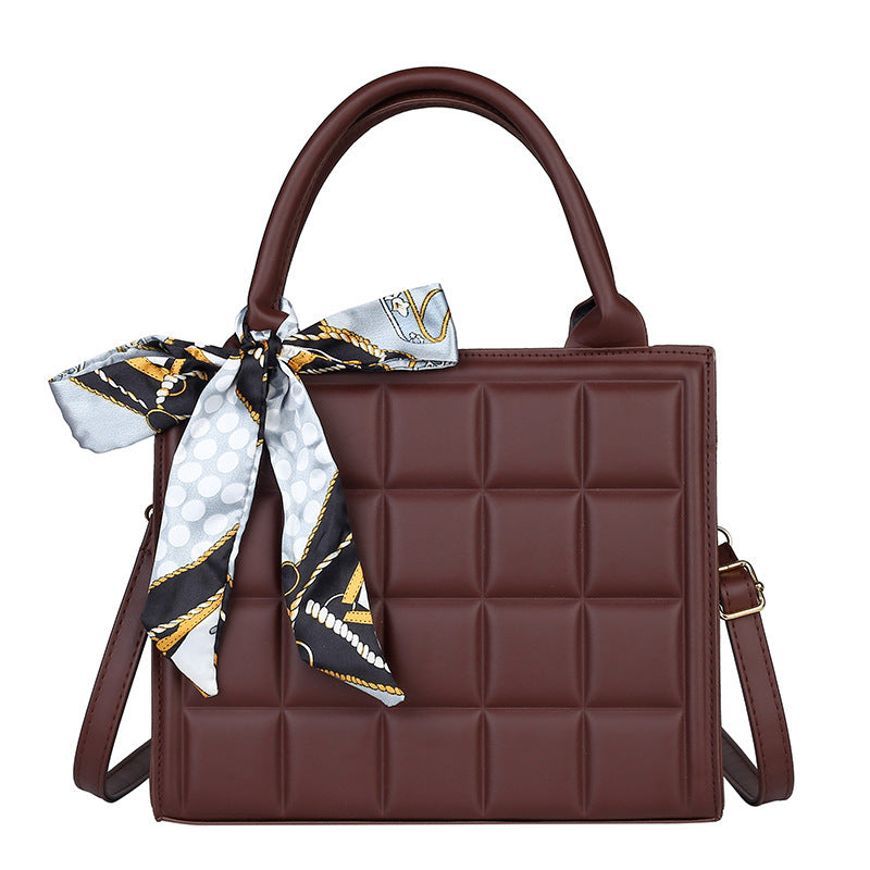 Women's Embossed Silk Scarf Bow Small Square Bag
