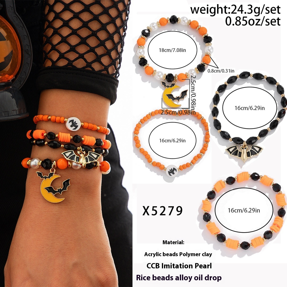 Pumpkin Bracelet Suit European And American Halloween New Skull Pumpkin Bracelet Suit