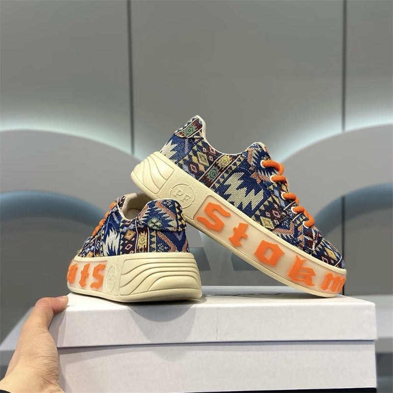 Versatile Cloth Shoes Breathable Low Top Printed Board Shoes Men's Versatile Cloth Shoes
