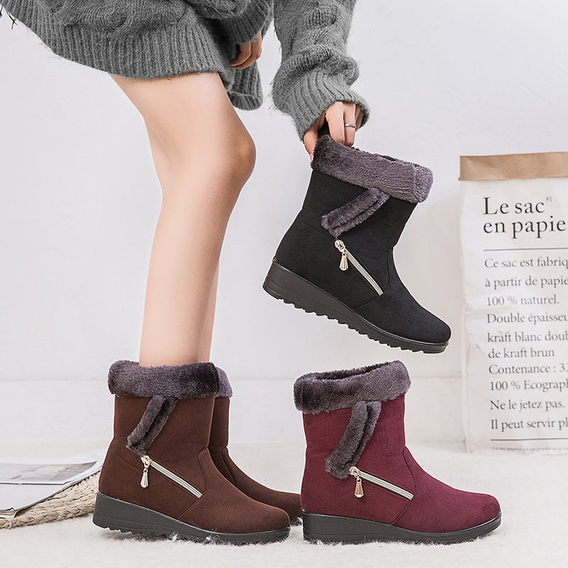 velvet cotton Boots shoes Flat bottom plus velvet cotton shoes