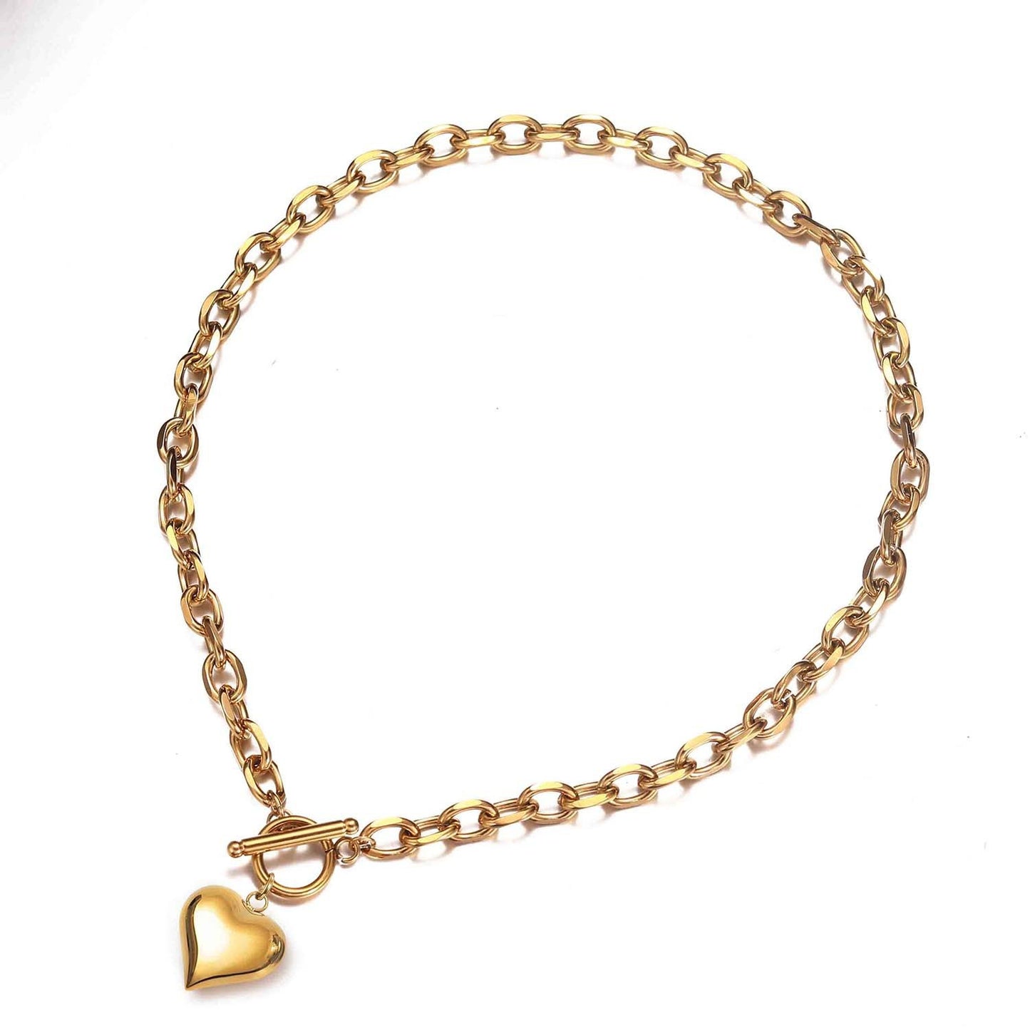 Stainless Steel Peach Heart Pendant Hemp Flowers Chain
