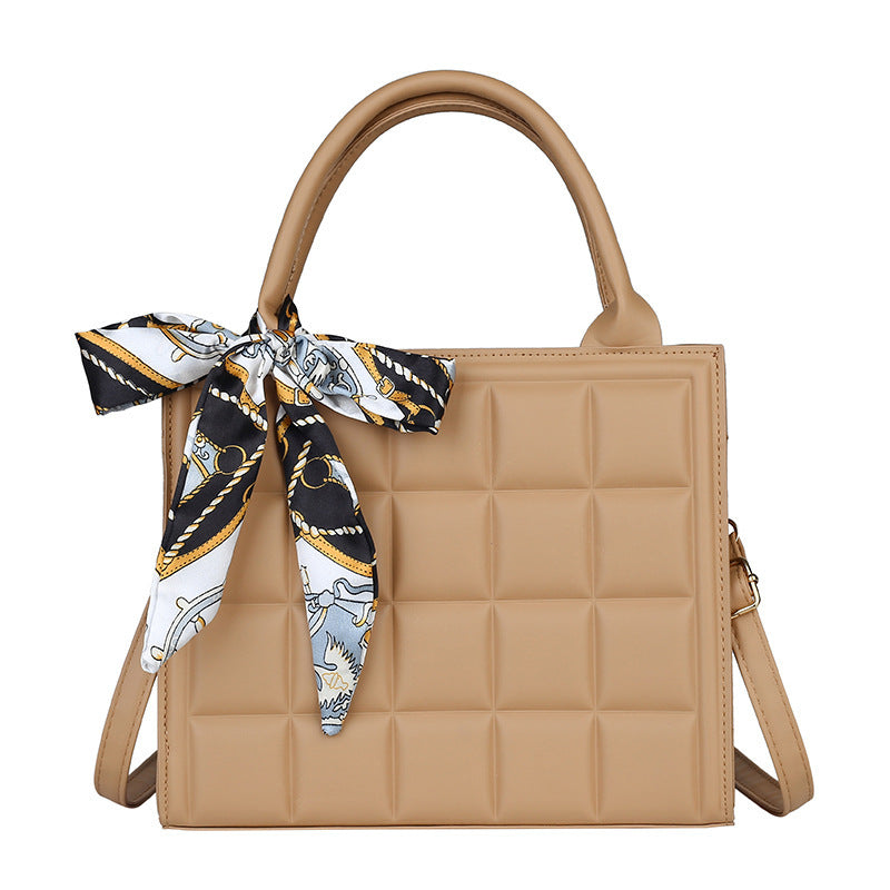Women's Embossed Silk Scarf Bow Small Square Bag