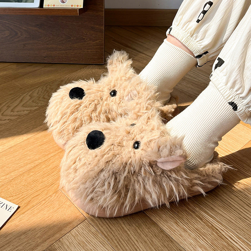 Puppy Cotton Slippers Female Non-slip Warm Fluffy